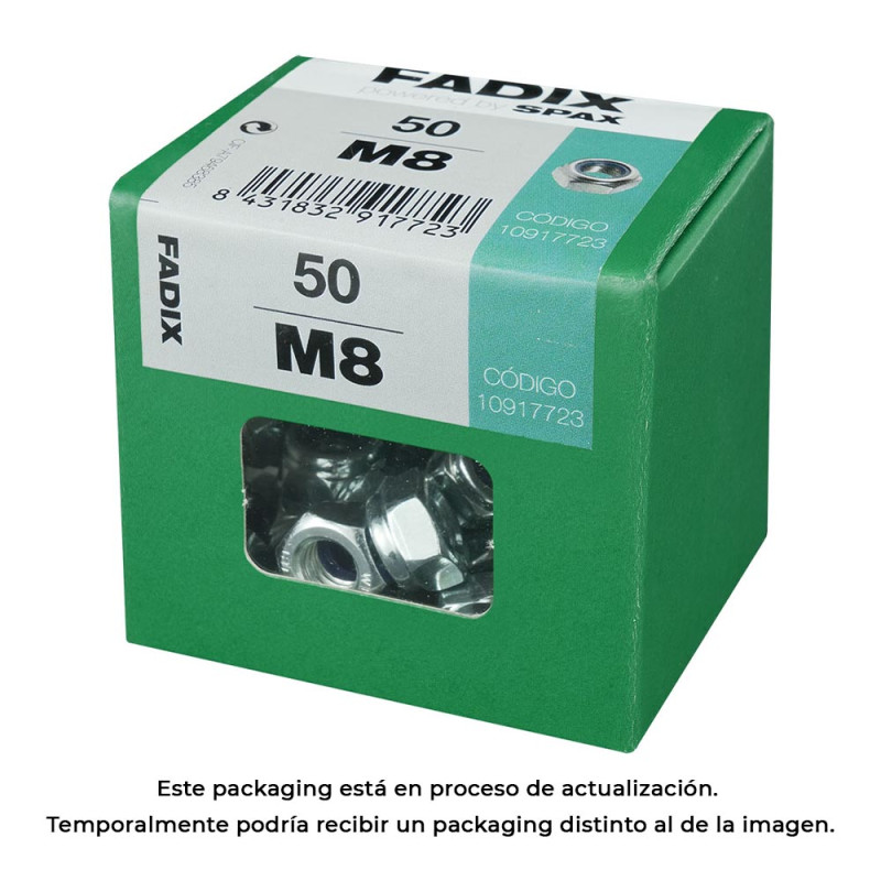 Caja l 50 unid. tuerca con autofreno cinc m 8 fadix Caja l 50 unid. tuerca con autofreno cinc m 8 fadix