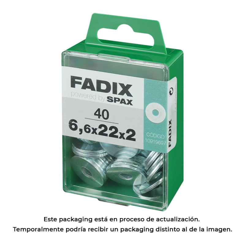 Caja m 40 unid. arandela ancha cinc 6,6x22x2mm fadix Caja m 40 unid. arandela ancha cinc 6,6x22x2mm fadix