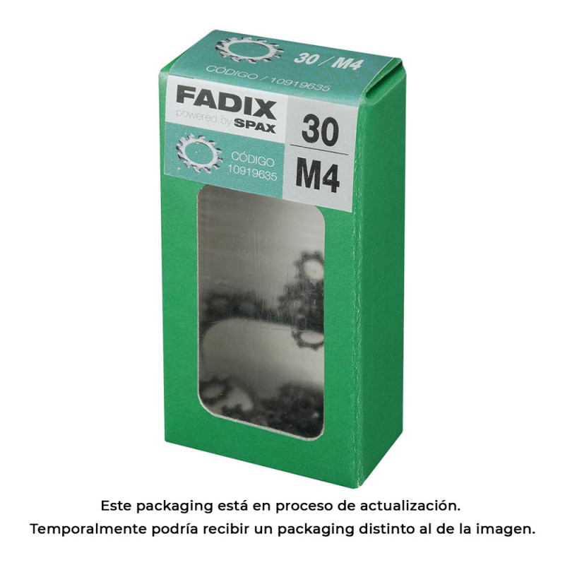 Caja s 30 unid. arandela dentada m 4 fadix Caja s 30 unid. arandela dentada m 4 fadix