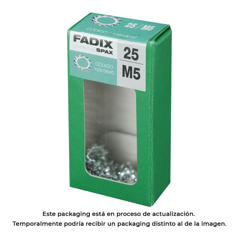 Caja s 25 unid. arandela dentada m 5 fadix Caja s 25 unid. arandela dentada m 5 fadix