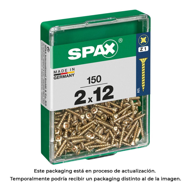Caja 150 unid. tornillo madera spax cabeza plana yellox 2,0x12mm spax Caja 150 unid. tornillo madera spax cabeza plana yellox 2,0x12mm spax