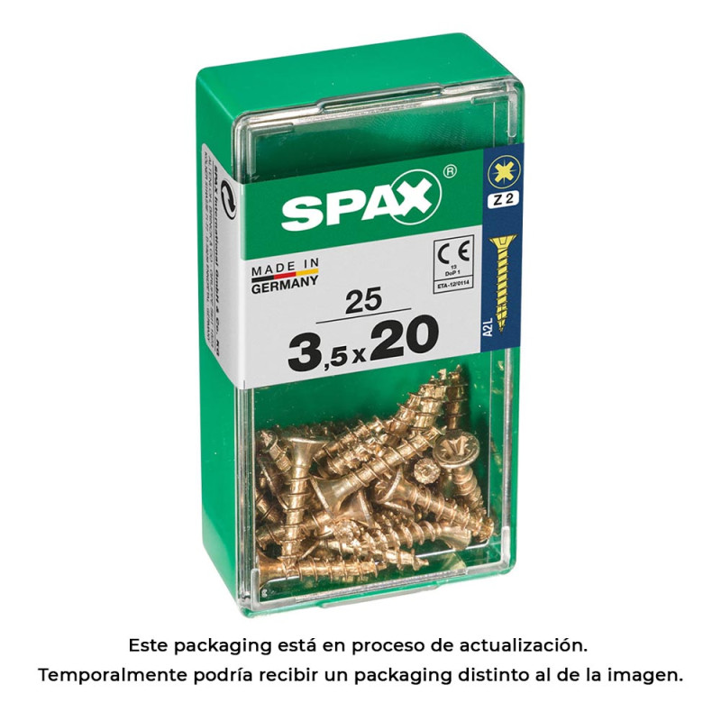 Caja 25 unid. tornillo madera spax cabeza plana yellox 3,5x20mm spax Caja 25 unid. tornillo madera spax cabeza plana yellox 3,5x20mm spax