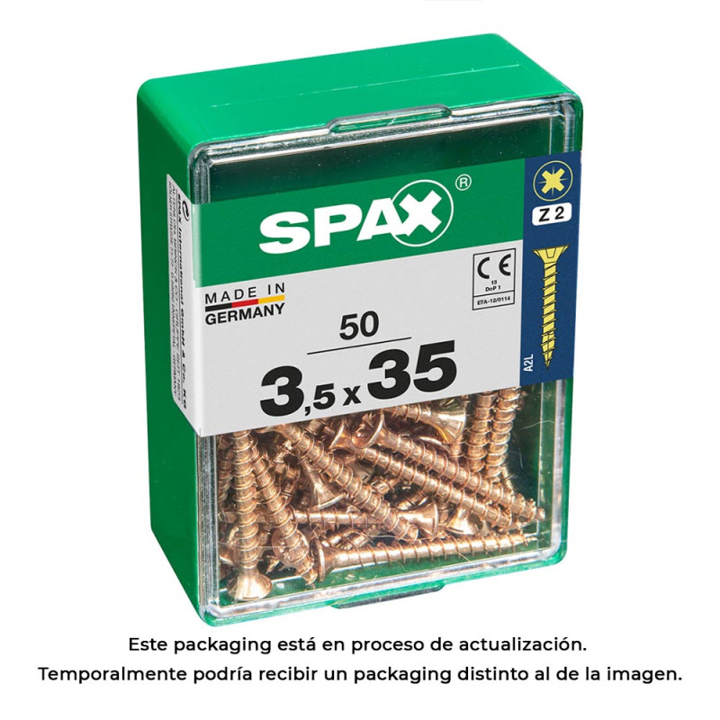 Caja 50 unid. tornillo madera spax cabeza plana yellox 3,5x35mm spax Caja 50 unid. tornillo madera spax cabeza plana yellox 3,5x35mm spax