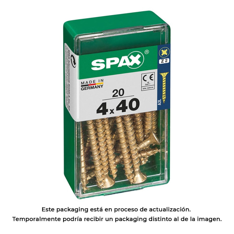Caja 20 unid. tornillo madera cabeza plana yellox 4,0x40mm spax Caja 20 unid. tornillo madera cabeza plana yellox 4,0x40mm spax