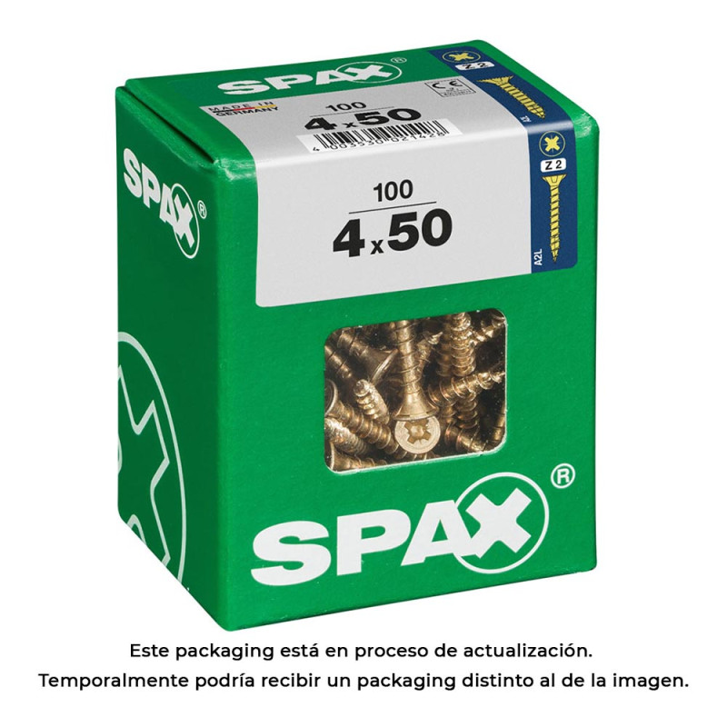 Caja 100uds. tornillo madera spax cab. plana yellox 4,0x50mm spax Caja 100uds. tornillo madera spax cab. plana yellox 4,0x50mm spax