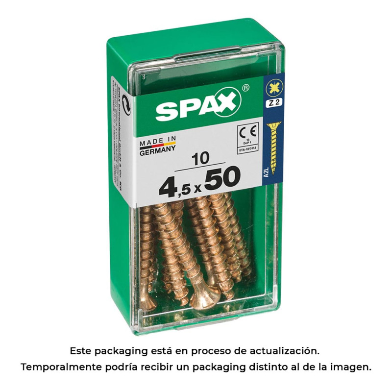 Caja 10 unid. tornillo madera cabeza plana yellox 4,5x50mm spax Caja 10 unid. tornillo madera cabeza plana yellox 4,5x50mm spax