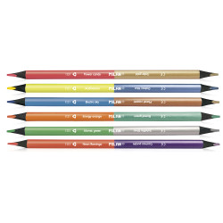 Caja con 6 lápices bicolor triangulares madera negra (colores fluo + metalizados) milan