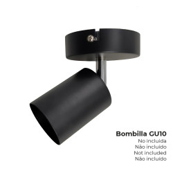 Foco 1 elemento gu10 negro