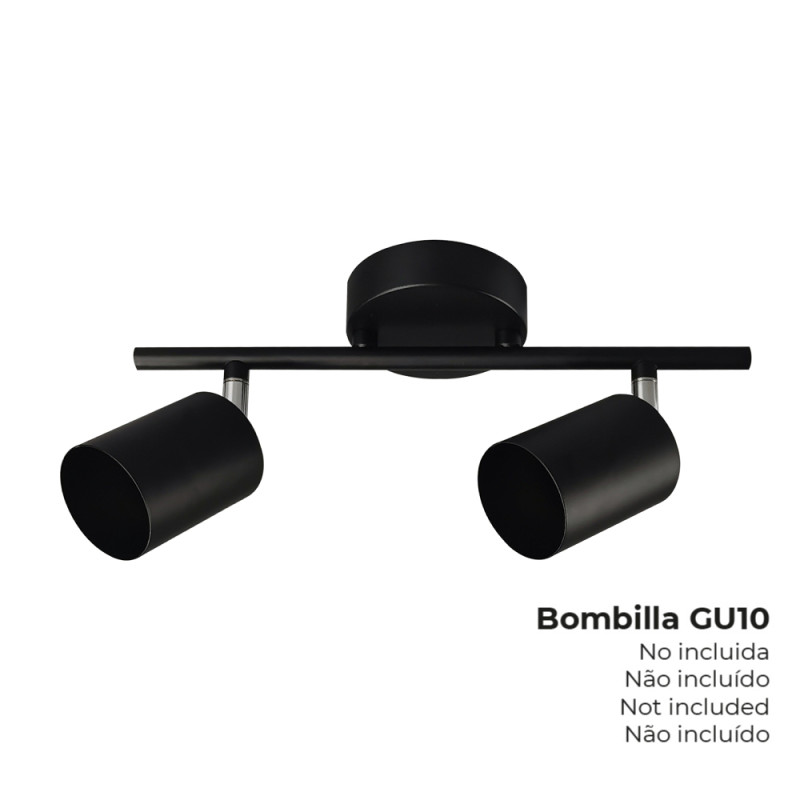 Foco 2 elementos gu10 negro Foco 2 elementos gu10 negro