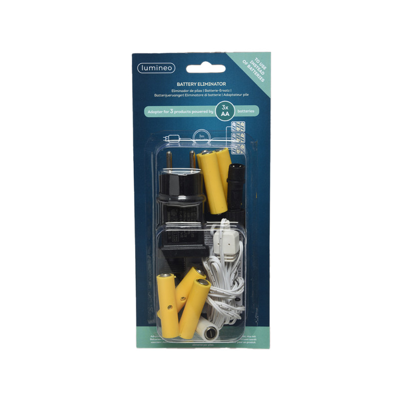 Eliminador de pilas 4,5v para interior de productos con 3xaa para conectar 3 productos Eliminador de pilas 4,5v para interior de productos con 3xaa para conectar 3 productos