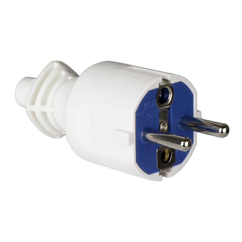 Clavija 2p+t, 16a 250v pvc color blanco. sujetacables abatible solera 706cb Clavija 2p+t, 16a 250v pvc color blanco. sujetacables abatible solera 706cb