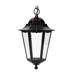 Farol de aluminio y cristal para techo color negro modelo marsella