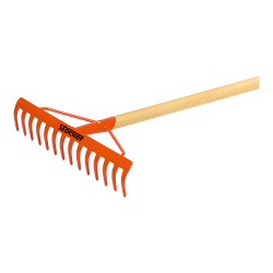 Rastrillo de 14 dientes con mango de madera de 1,4 m