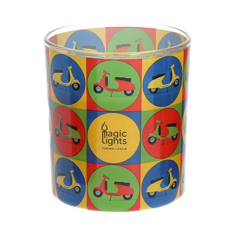 Vela en vaso pop art ø7,5x8,4cm motos magic lights Vela en vaso pop art ø7,5x8,4cm motos magic lights