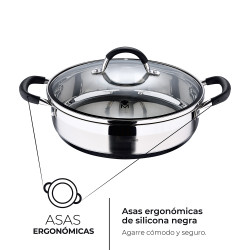 Tartera ø28x7,5cm 3,8l acero inoxidable con tapa foodies bgmp-1503-bk masterpro