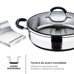 Tartera ø28x7,5cm 3,8l acero inoxidable con tapa foodies bgmp-1503-bk masterpro