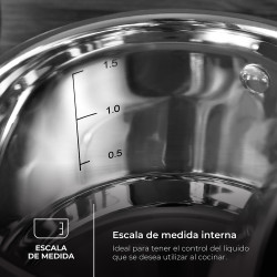 Olla ø16x10cm 1,8l de acero inoxidable con tapa foodies bgmp-1504-bk masterpro