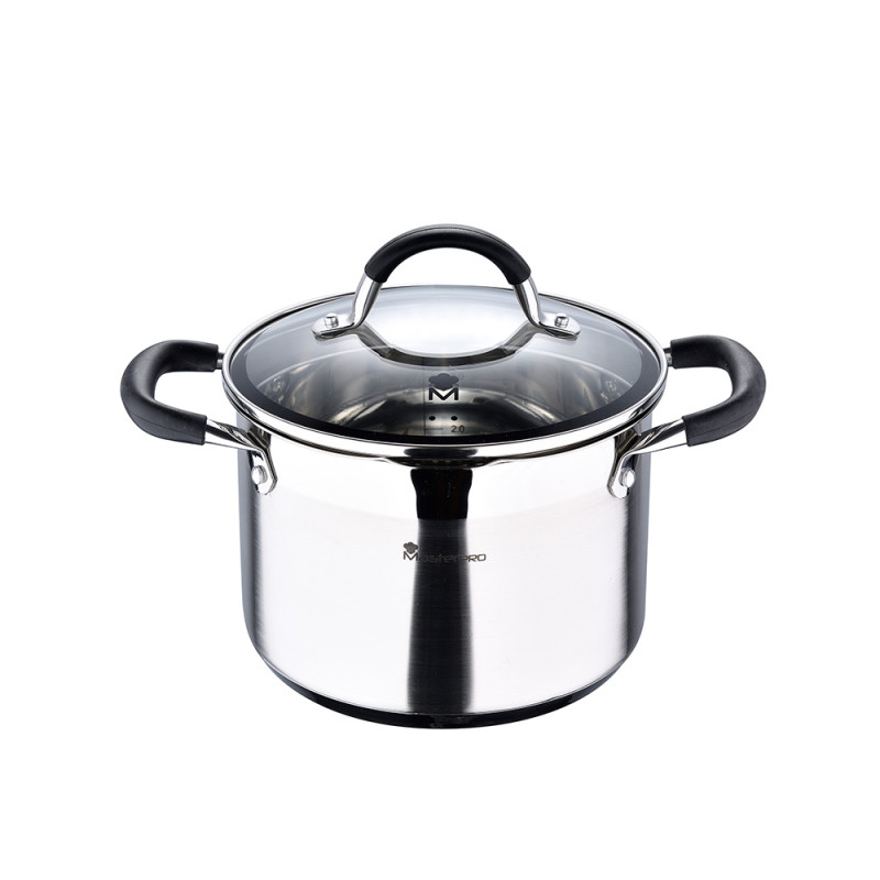 Olla ø20x14cm 4l acero inoxidable con tapa foodies bgmp-1505-bk masterpro