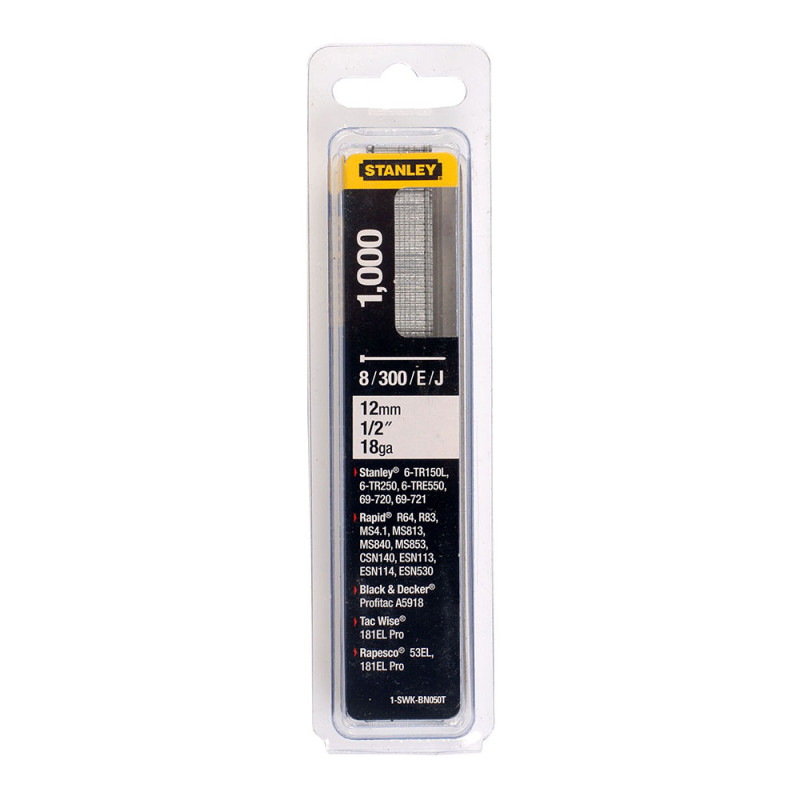Caja 1000 clavos/brad 8/300/e/tipo j - 12mm 1-swk-bn050t stanley Caja 1000 clavos/brad 8/300/e/tipo j - 12mm 1-swk-bn050t stanley