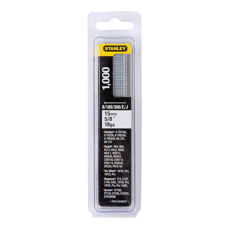 Caja 1000 clavos/brad 8/300/e/tipo j - 15mm 1-swk-bn0625t stanley Caja 1000 clavos/brad 8/300/e/tipo j - 15mm 1-swk-bn0625t stanley