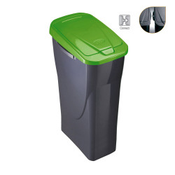 Cubo 25 litros ecobin con tapa color verde 21,5x36x51cm mondex