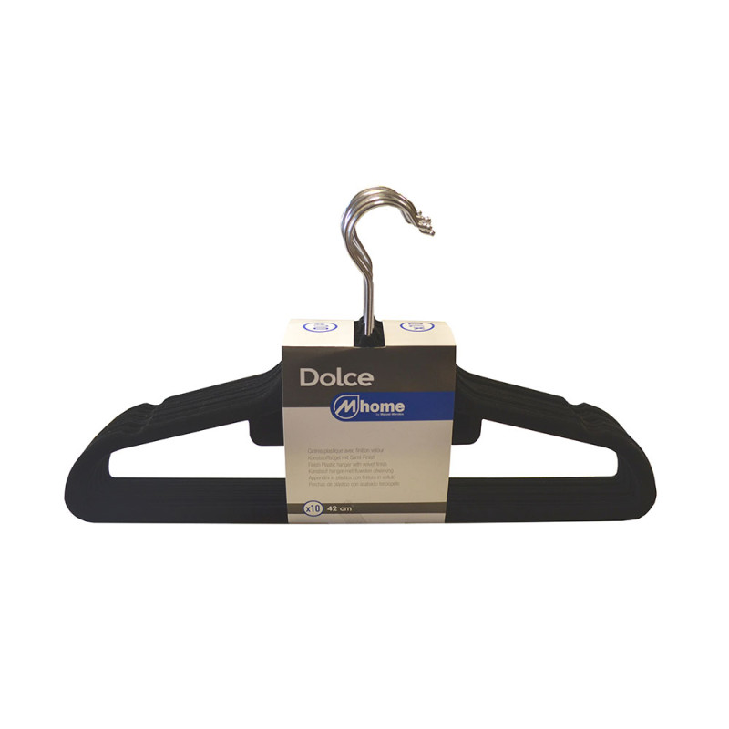 Lote de 10 perchas de plástico con acabado terciopelo 42cm Lote de 10 perchas de plástico con acabado terciopelo 42cm