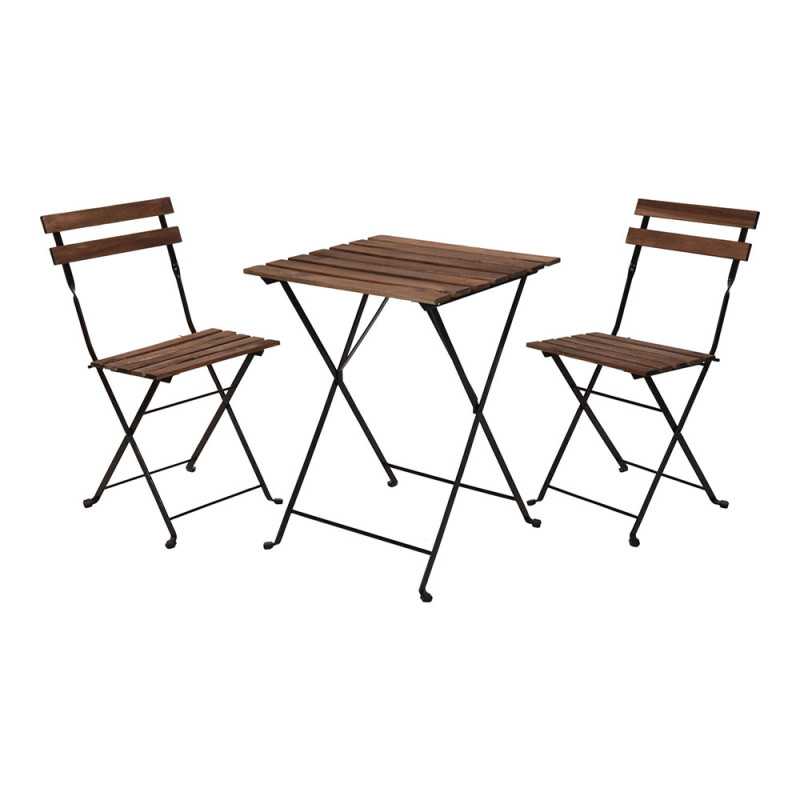 Set jardin mesa y dos sillas plegables madera acacia Set jardin mesa y dos sillas plegables madera acacia