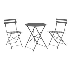Set jardin mesa y dos sillas plegables metálicas antracita mate