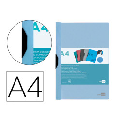 Carpeta dossier pinza lateral pp din a4 azul celeste liderpapel