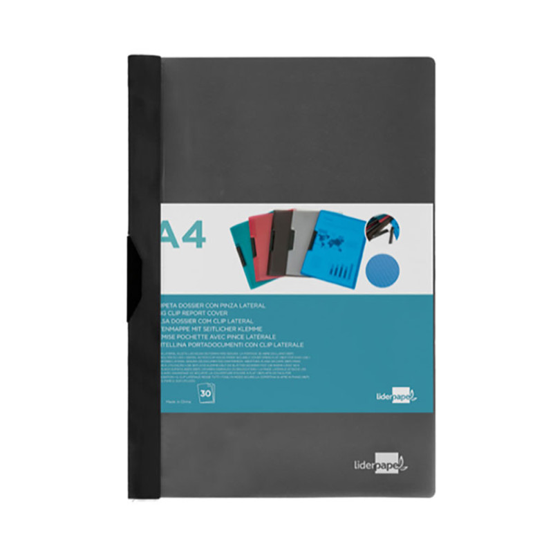 Carpeta dossier pinza lateral pp din a4 negra liderpapel Carpeta dossier pinza lateral pp din a4 negra liderpapel