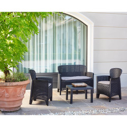 Conjunto jardin jungle 4 piezas antracita + cojines