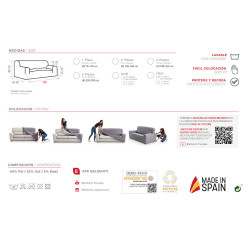 Funda teide marfil elástica para sofa 3 plazas belmarti