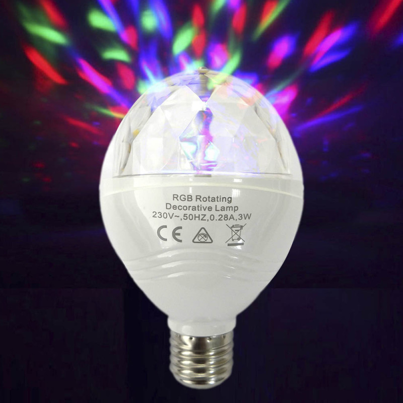 Bombilla discoteca led rgb e27 3w multicolor con rotacion 360° ø8x13cm edm Bombilla discoteca led rgb e27 3w multicolor con rotacion 360° ø8x13cm edm