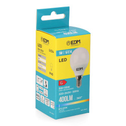 Bombilla esferica led e14 5 w 400 lm 6400 k luz fria ø4,5 x 8 cm