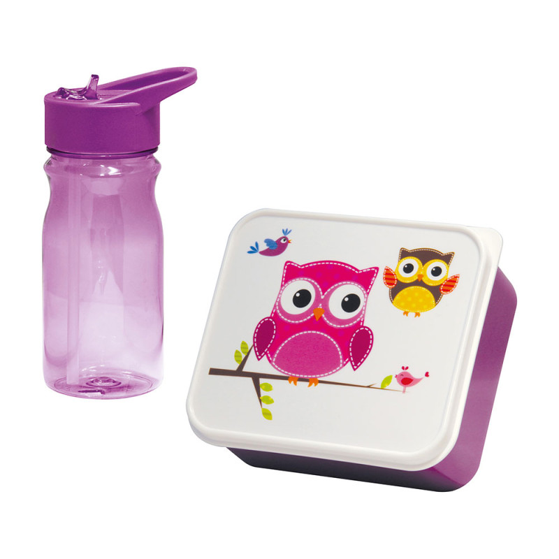 Caja infantil para merienda con cantimplora buho 0,85l/0,5l mondex Caja infantil para merienda con cantimplora buho 0,85l/0,5l mondex