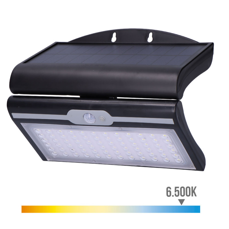 Aplique solar 6w 430lm 6.500k con sensor, color negro Aplique solar 6w 430lm 6.500k con sensor, color negro