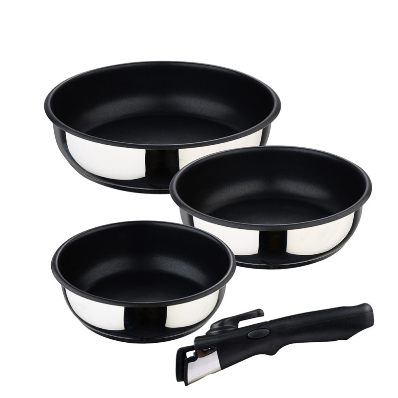 Set 3 sartenes (ø18x6cm/20x6cm/ø24x6,5cm) acero inoxidable click & cook bergner Set 3 sartenes (ø18x6cm/20x6cm/ø24x6,5cm) acero inoxidable click & cook bergner