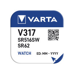 Micro pila de boton silver sr62 - v317 10,5mah (blister 1 unid.) ø5,8x1,65mm