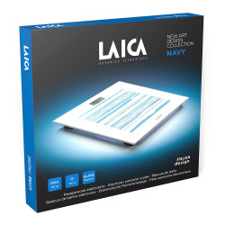 Báscula de baño electrónica blanca con rayas, máximo 150 kg