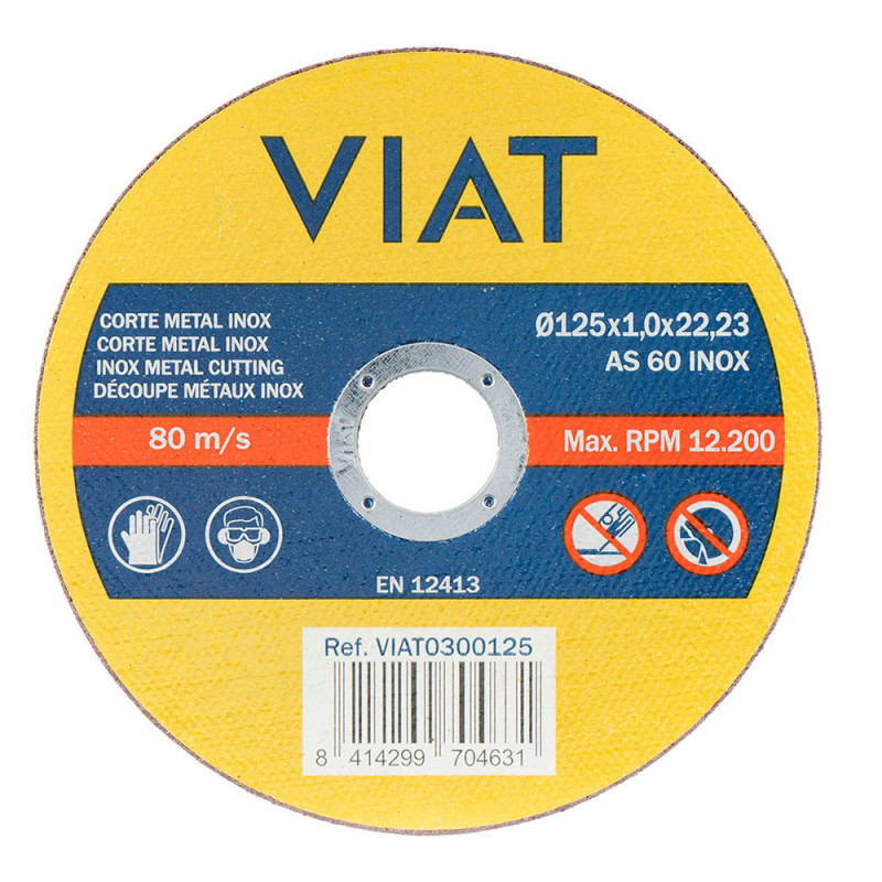 Disco corte fino 1mm inox-metal ø125x1x22,23mm viat0300125 viat Disco corte fino 1mm inox-metal ø125x1x22,23mm viat0300125 viat