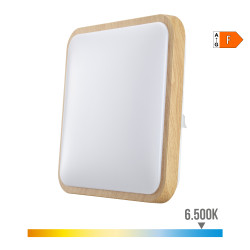 Aplique superficie cuadrado led efecto madera 18 w 1820 lm 6500 k 33 x 33 x 7 cm