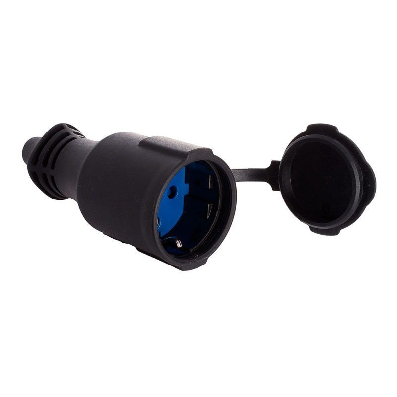Base aerea de caucho con tapa 16a 250v t/tl ip44 4,8mm negra solera 5707c Base aerea de caucho con tapa 16a 250v t/tl ip44 4,8mm negra solera 5707c