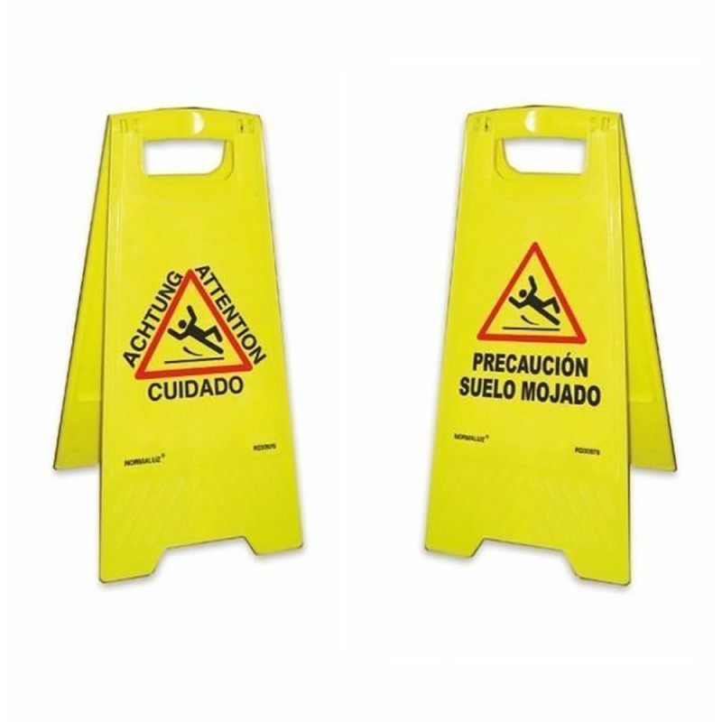 Panel amarillo precaucion suelo mojado 62cm al. normaluz Panel amarillo precaucion suelo mojado 62cm al. normaluz