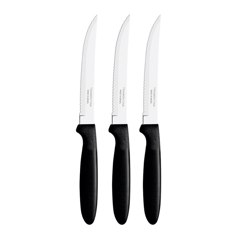 Juego de cuchillos para carne 3 piezas ipanema negro 21,3cm tramontina Juego de cuchillos para carne 3 piezas ipanema negro 21,3cm tramontina