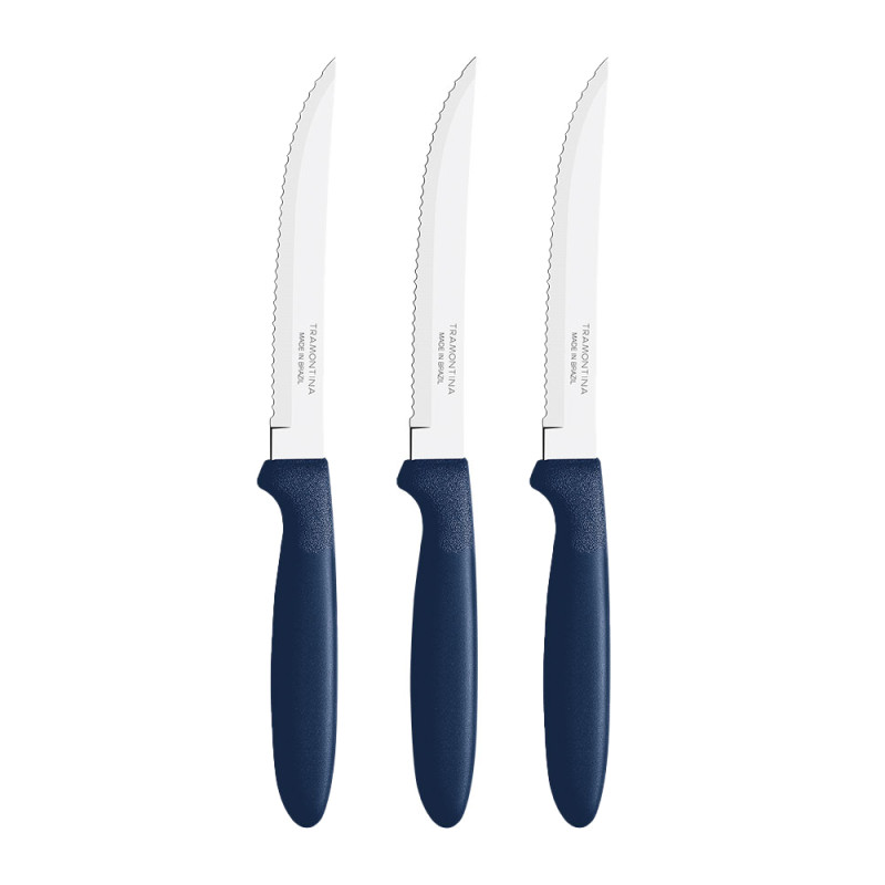 Juego de cuchillos para asado 3 piezas ipanema azul 21,3cm tramontina Juego de cuchillos para asado 3 piezas ipanema azul 21,3cm tramontina