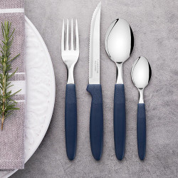 Juego de tenedores de mesa 3 piezas ipanema azul 19,1cm tramontina