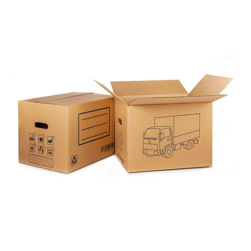 Caja de carton para mudanza (asa troquelada) 50x35x35cm fun & go Caja de carton para mudanza (asa troquelada) 50x35x35cm fun & go