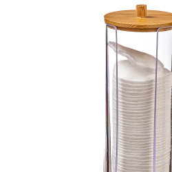 Dispensador para discos de algodon con tapa de bambu ø7,3cm ballete