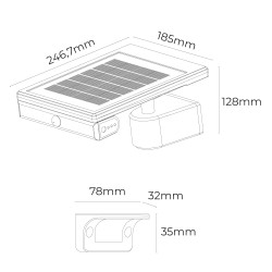Aplique solar led 6w 720lm 6.500k con sensor crepuscular y movimiento. punto de luz extraíble. color negro edm