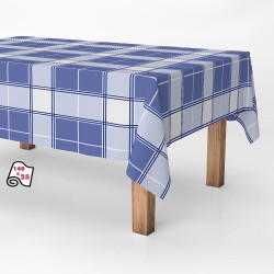 Rollo de hule antimanchas cuadros azul clásico 1,40 x 25 m